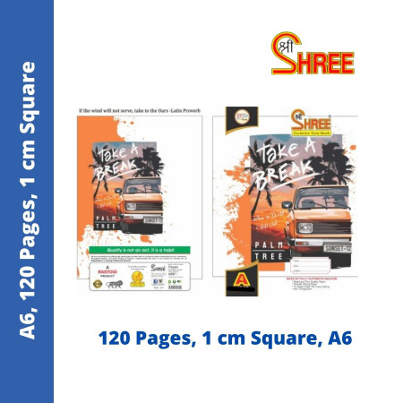 Shree A6 1cm Square Notebook - 120 Pages