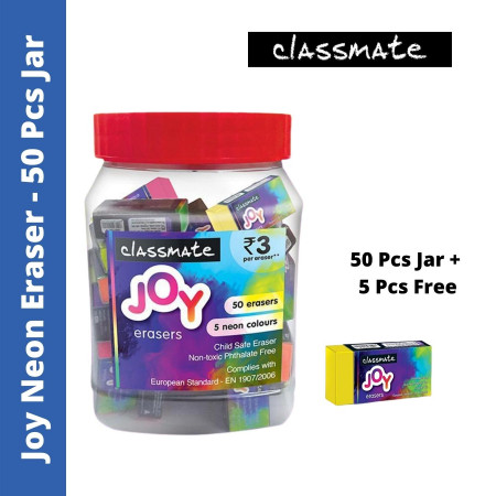 Classmate Joy Neon Eraser - 50 Pcs Jar + 5 Pcs Free (4010014)