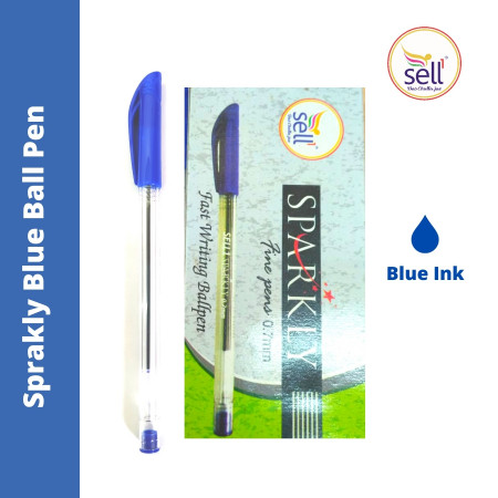 Sell1 Sparkly Clear Body Ball Pen - Blue
