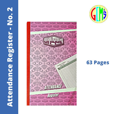 Unique Attendance Register - No. 2, 63 Pages