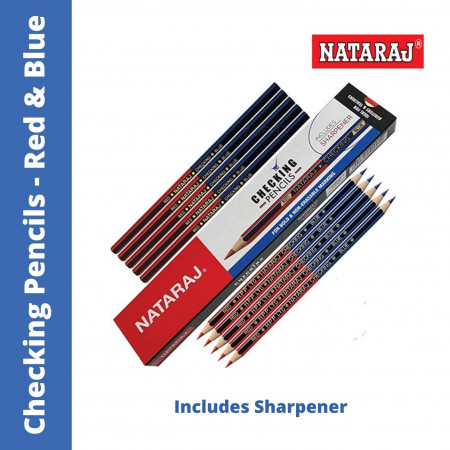 Nataraj Checking Pencils Red & Blue - Pack of 10 Pencil