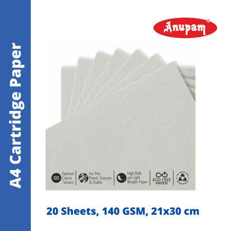 Anupam A4 Cartridge Paper - 20 Sheets, 140 GSM (328065) - New 2
