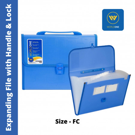 WorldOne Expanding File with Handle & Lock - FC (FL01H)