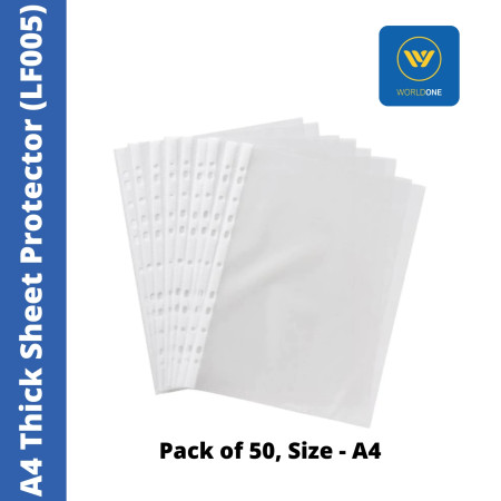 WorldOne A4 Thick Sheet Protector - Pack of 50 (LF005)