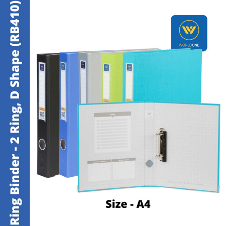 WorldOne PVC Ring Binder - A4, 2 Ring, D Shape (RB410)