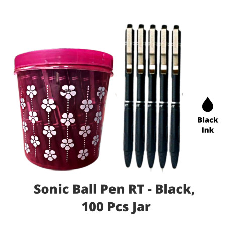 Hauser Sonic Ball Pen RT - Black, 100 Pcs Jar