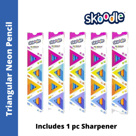 Skoodle Triangular Neon Pencil Eraser Tipped - Pack of 10 Pencils (SK50116)