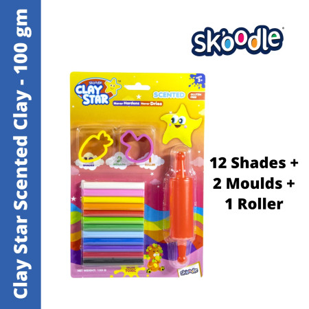 Skoodle Clay Star Scented Clay - 12 Shades, 100 gm (SP10508)