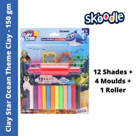 Skoodle Clay Star Ocean Theme Clay - 12 Shades, 150 gm (SP10548)