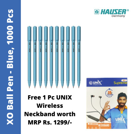 Hauser XO Ball Pen Blue - 1000 Pcs, Promo Pack (Refer Description)