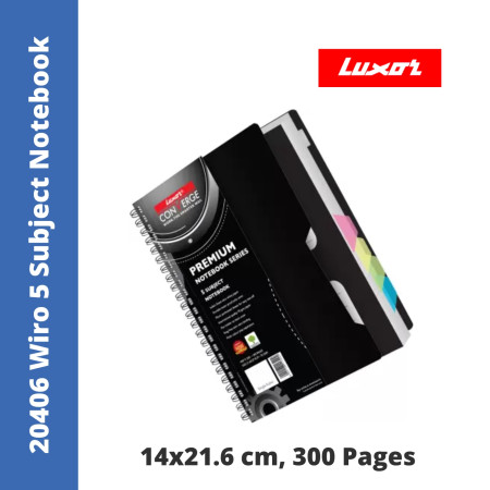 Luxor 20406 Wiro 5 Subject Notebook - 14x21.6 cm, 300 Pages - New