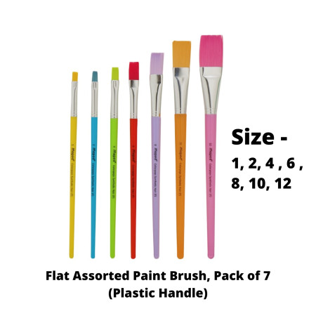 Maped Flat Assorted Paint Brush, Pack of 7 (Plastic Handle) (867701) - New