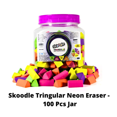 Skoodle Tringular Neon Eraser - 100 Pcs Jar (SK50412)