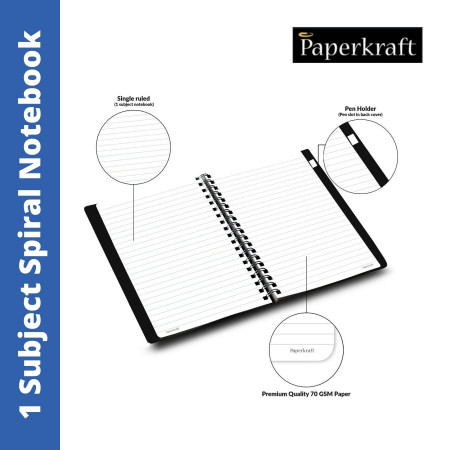 Paperkraft Notebook - Spiral, Single Line, 160 Pages, 14.8x21.6 cm (2250049) 2