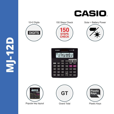 Casio MJ-12D Desktop Check & Correct Calculator 2