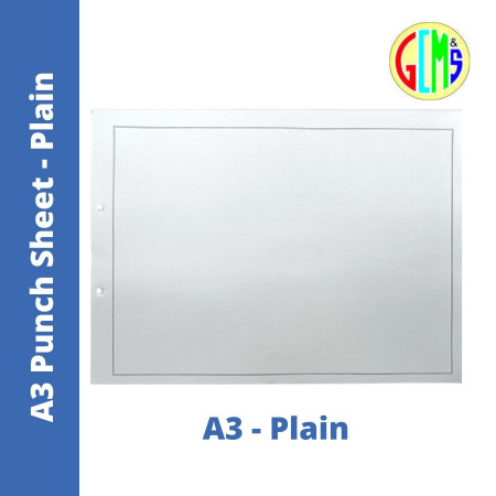 Ashoka A3 Punch Sheet Paper - Unruled with Boundary, Pack of 20 Sheets