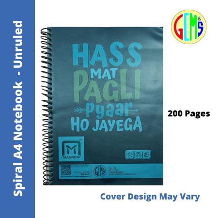 Magnom A4 Notebook - Spiral, Unruled, 200 Pages